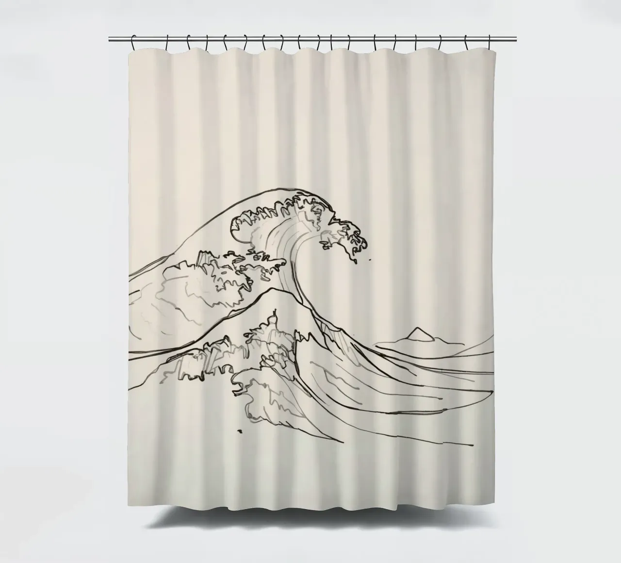 Majestic waves rise with dynamic energy above quiet shores shower curtain by DesignDoodle