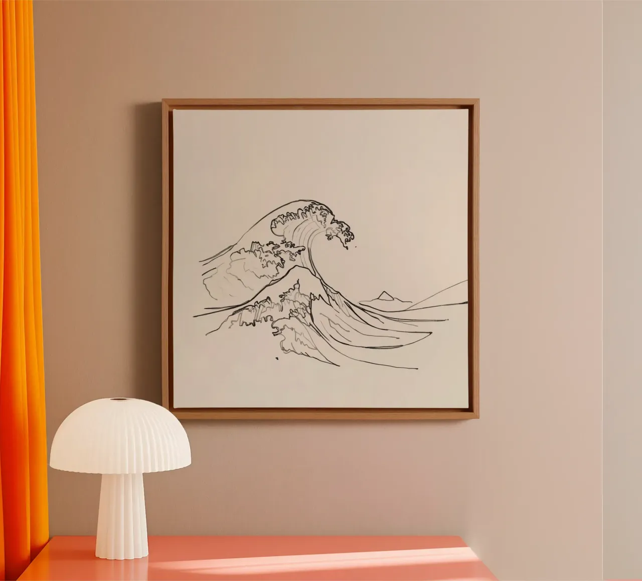 Majestic waves rise with dynamic energy above quiet shores canvas with Floater frame by DesignDoodle