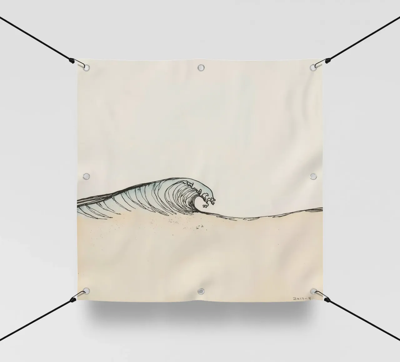 Dynamic ocean wave crashing on beach at sunset reflecting pvc cover by DesignDoodle
