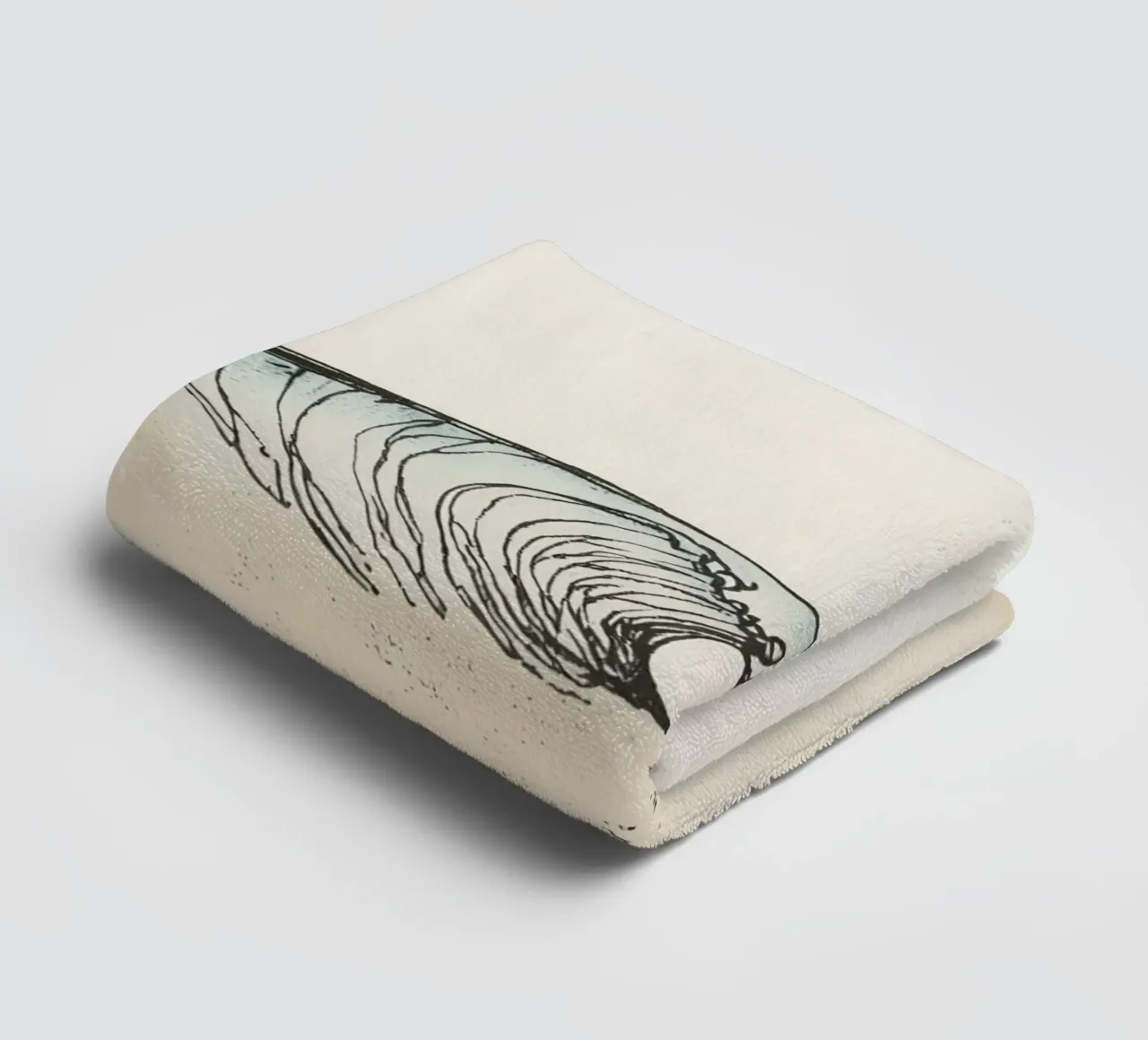 Dynamic ocean wave crashing on beach at sunset reflecting towel by DesignDoodle