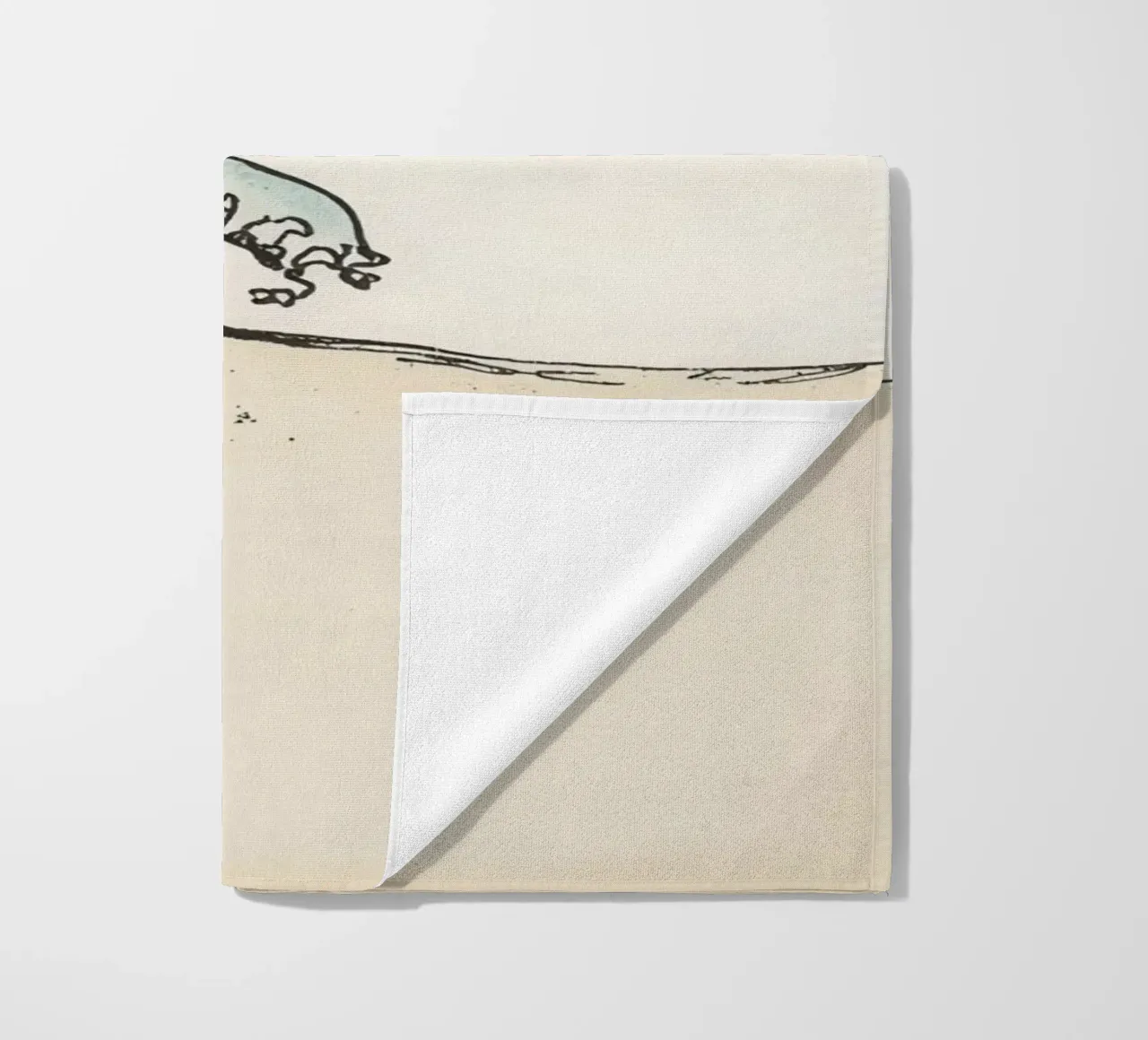 Dynamic ocean wave crashing on beach at sunset reflecting beach towel by DesignDoodle