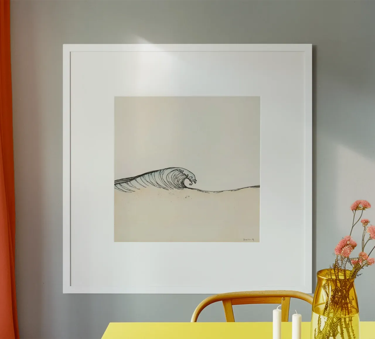 Dynamic ocean wave crashing on beach at sunset reflecting hahnemühle by DesignDoodle
