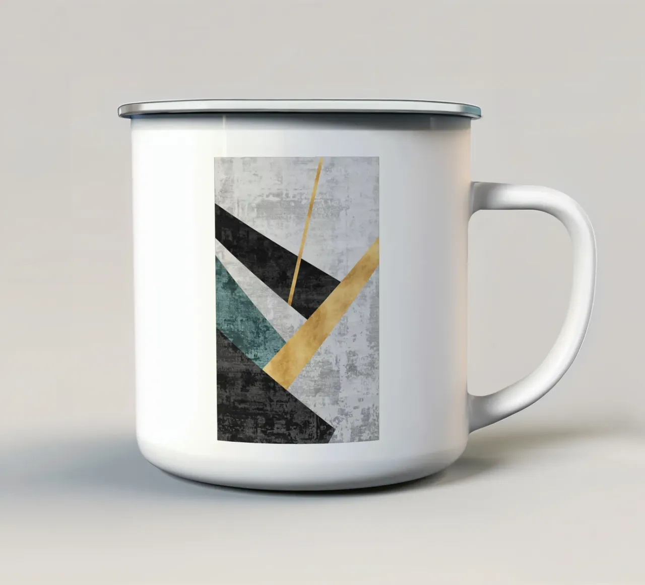 abstract geometric golden rectangle emaille mok van vintageshop