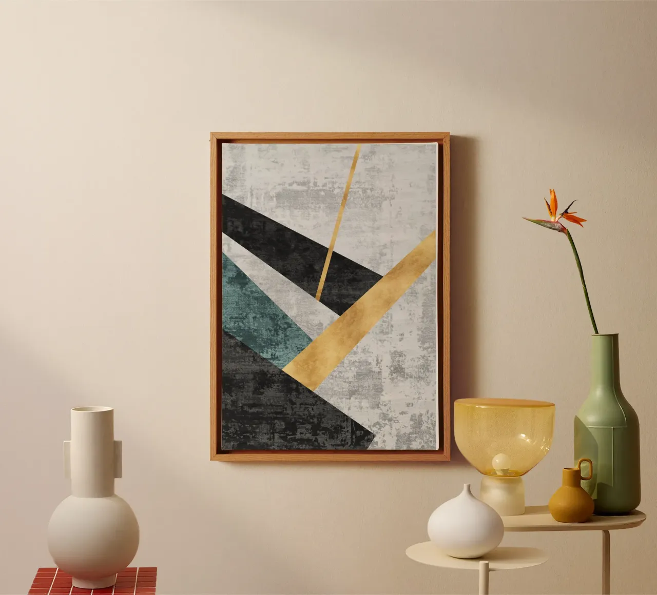 abstract geometric golden rectangle canvas met Baklijst van vintageshop