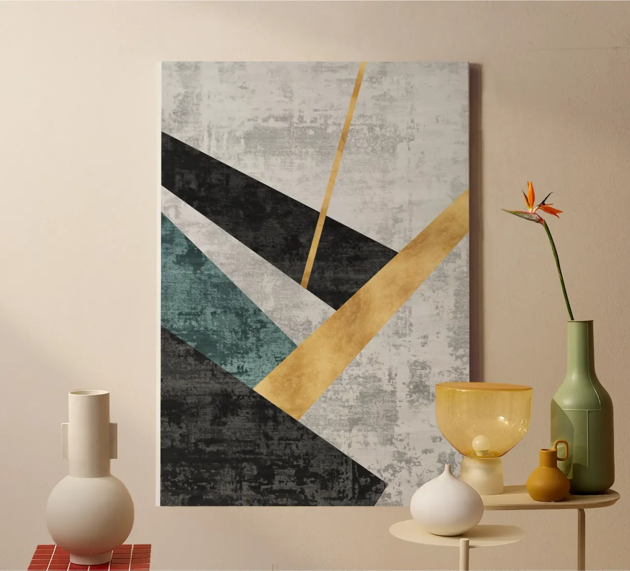 abstract geometric golden rectangle canvas met Baklijst van vintageshop