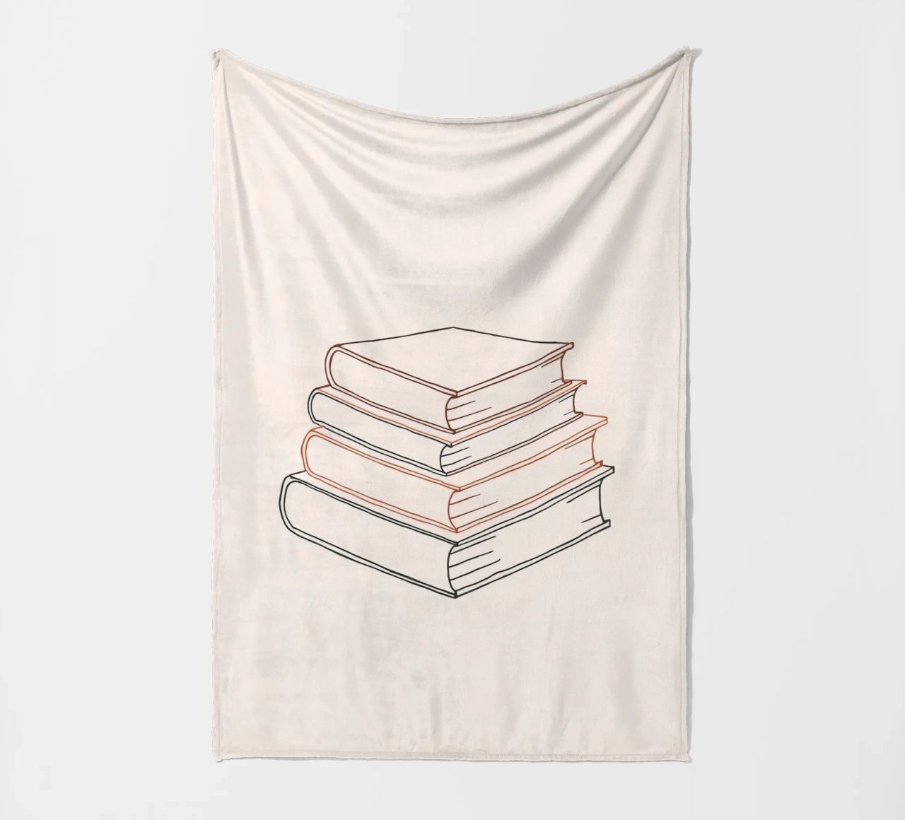 Pila di libri in stile minimal line art che mostrano vari coperta in pile da DesignDoodle