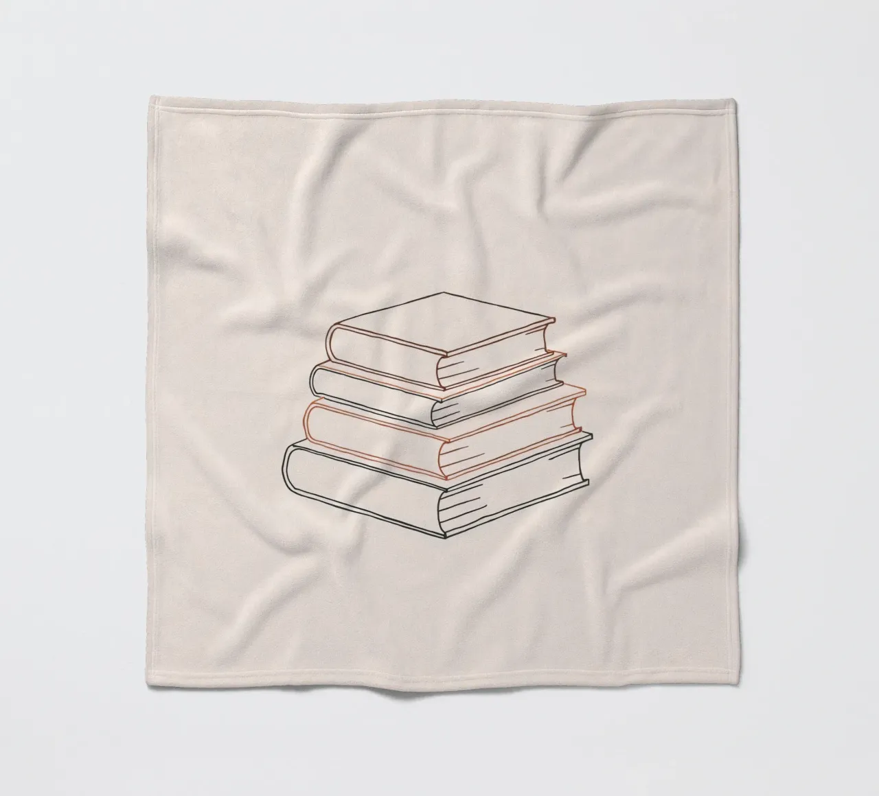 Stack of books in minimal line art style showcasing various fleece blanket by DesignDoodle