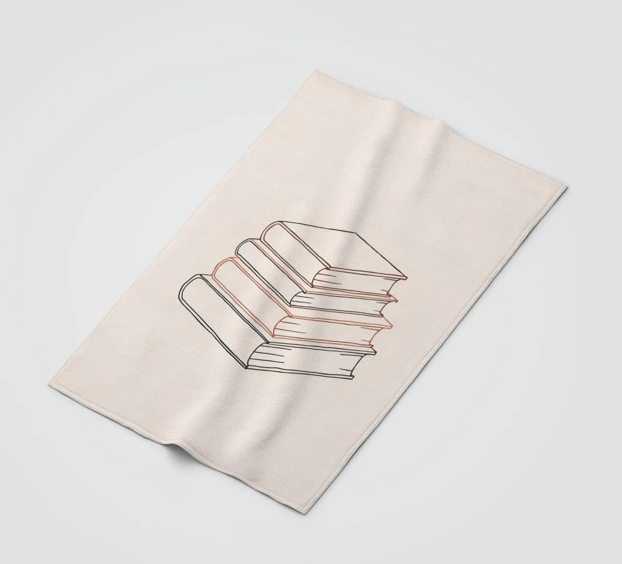 Stack of books in minimal line art style showcasing various fleece blanket by DesignDoodle