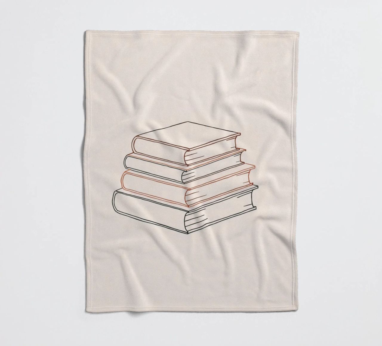 Pila di libri in stile minimal line art che mostrano vari coperta in pile da DesignDoodle