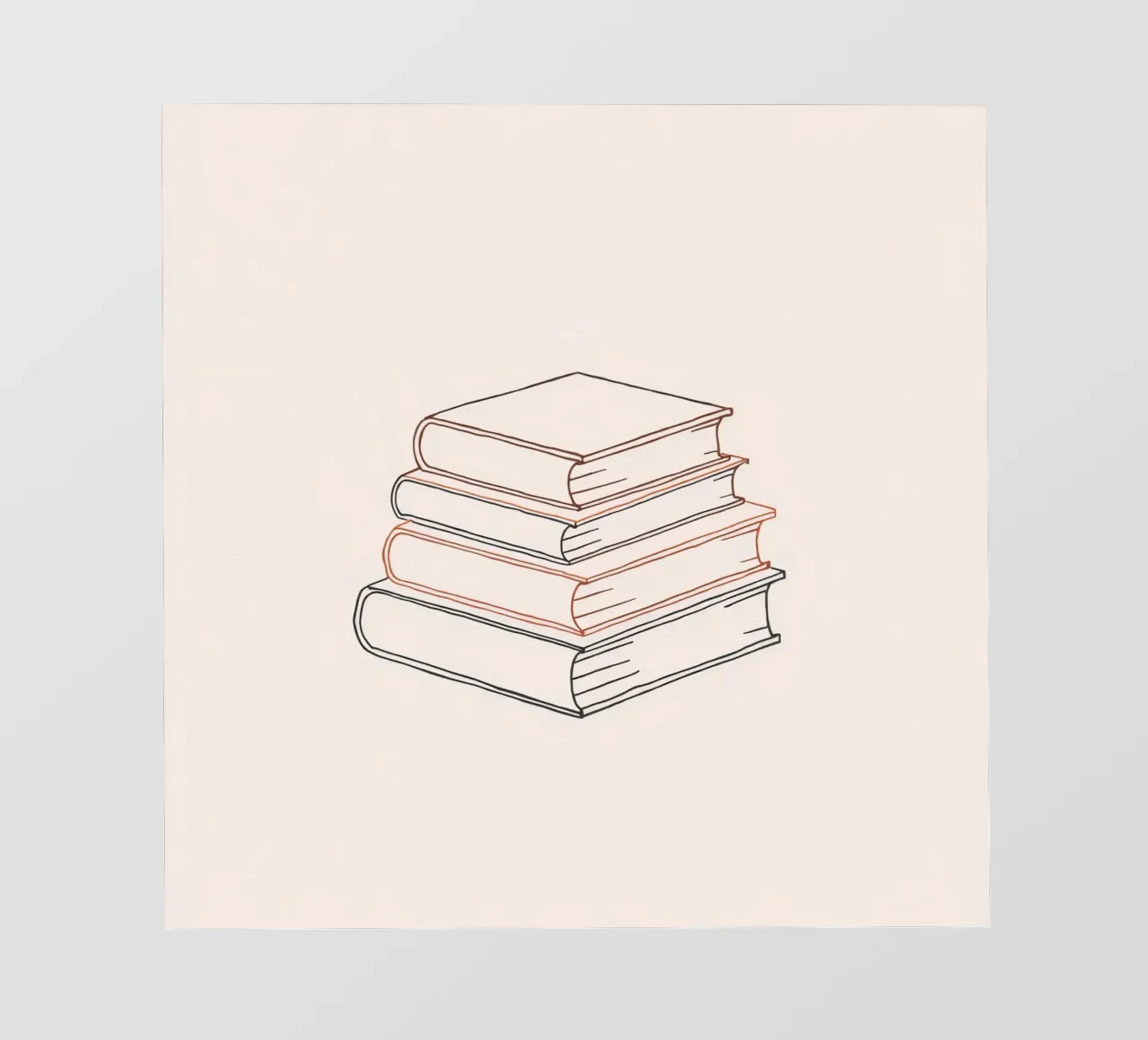 Pila di libri in stile minimal line art che mostrano vari telo in pvc da DesignDoodle