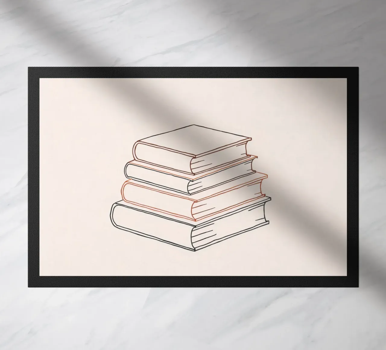 Stapel boeken in minimale lijntekeningstijl met verschillende deurmat van DesignDoodle
