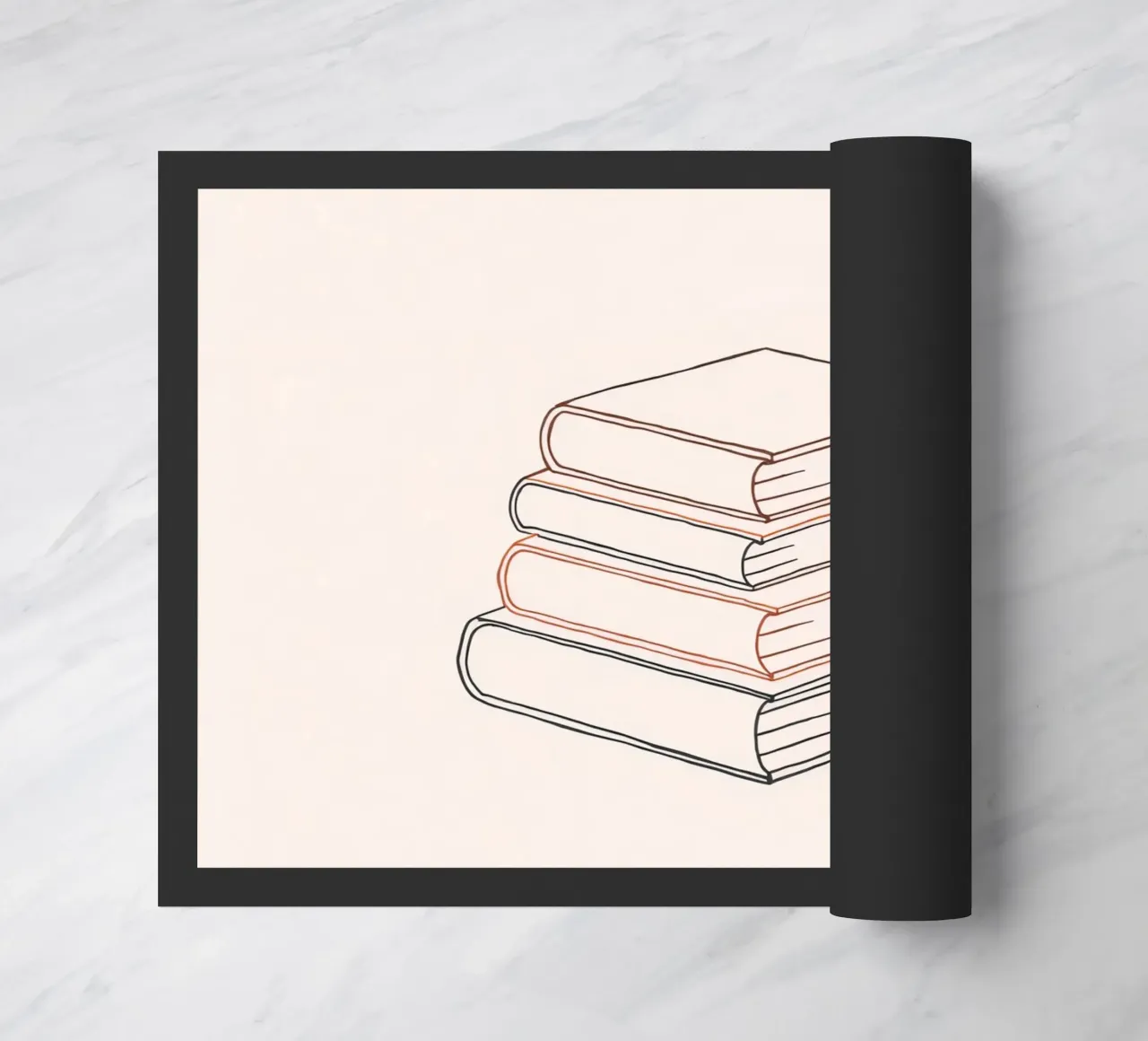 Stack of books in minimal line art style showcasing various doormat by DesignDoodle