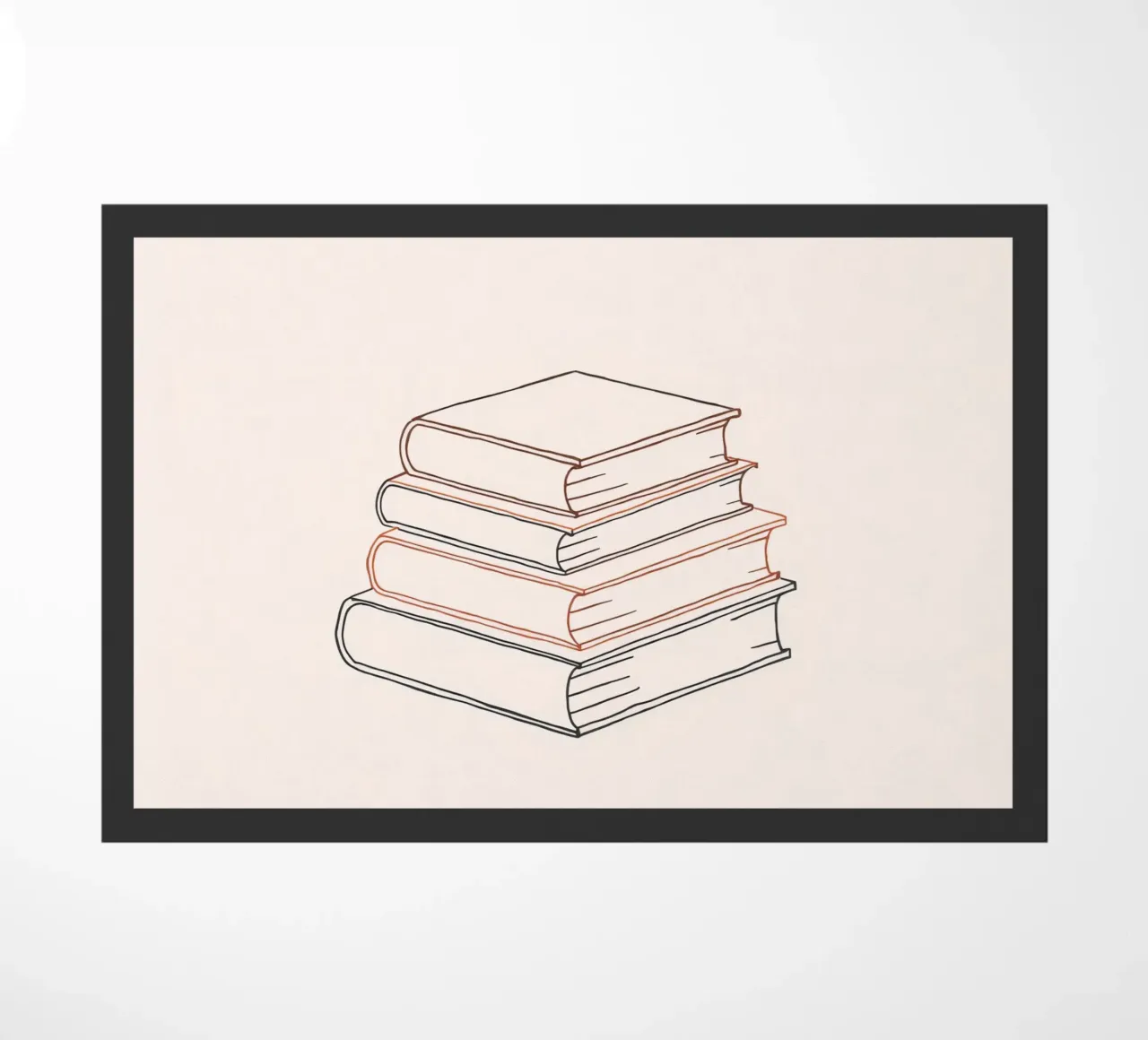 Stack of books in minimal line art style showcasing various doormat by DesignDoodle