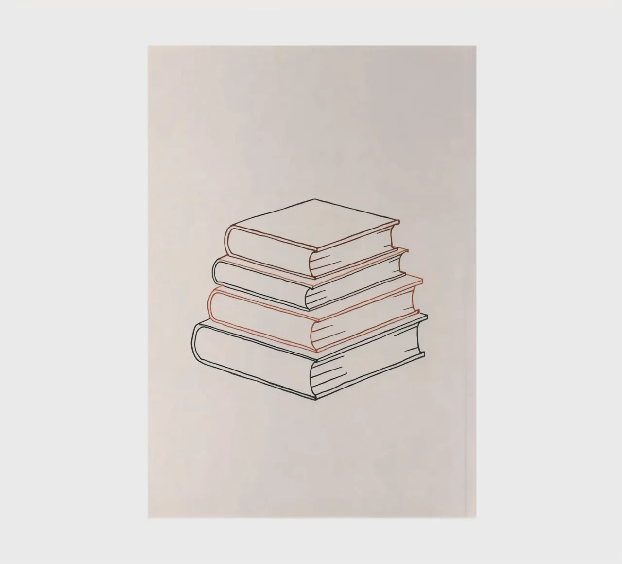 Stack of books in minimal line art style showcasing various notebook by DesignDoodle