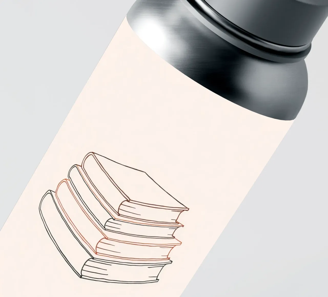 Stack of books in minimal line art style showcasing various sticker by DesignDoodle