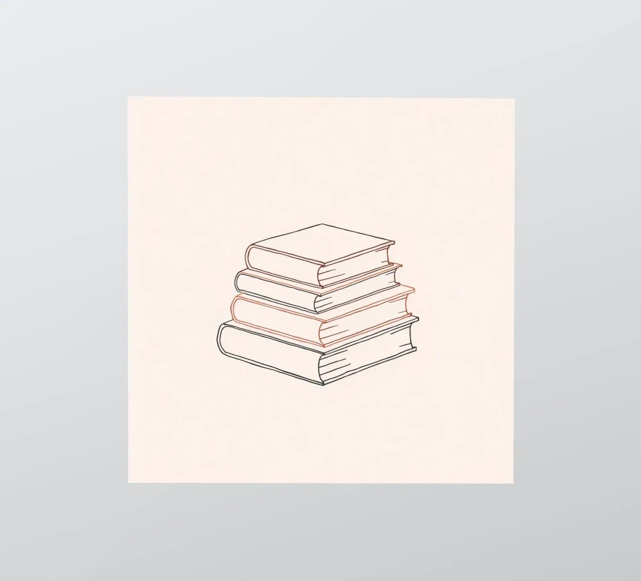 Stack of books in minimal line art style showcasing various sticker by DesignDoodle