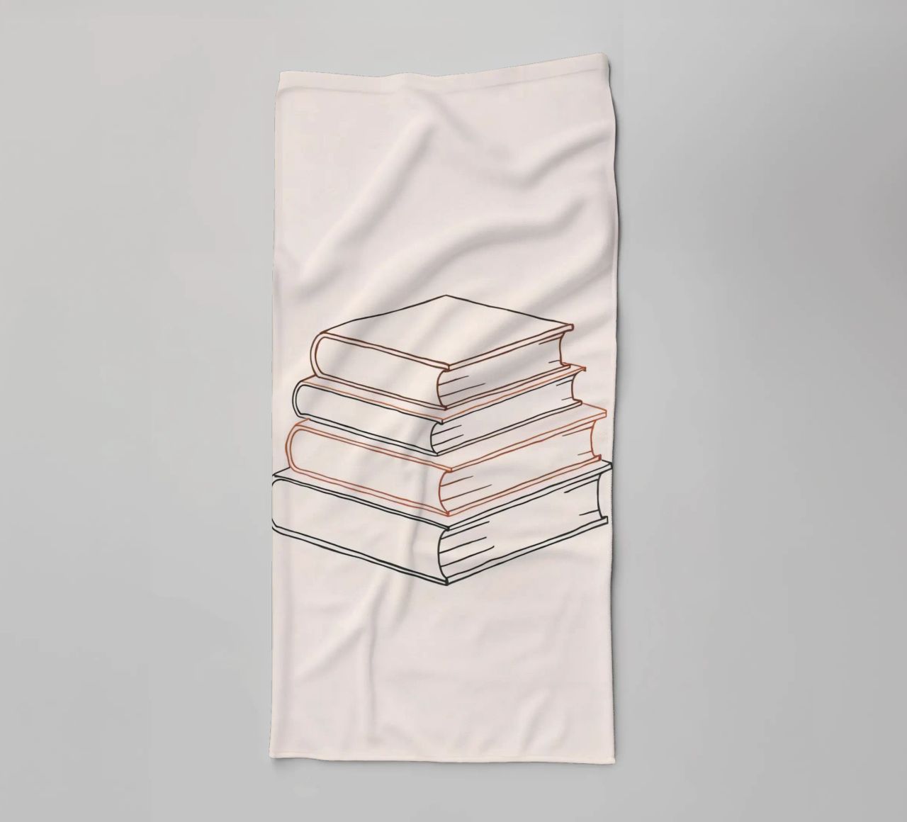 Pila di libri in stile minimal line art che mostrano vari asciugamano da bagno da DesignDoodle