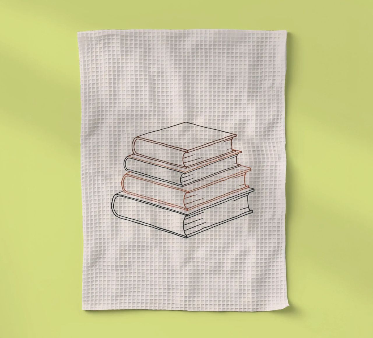 Pila di libri in stile minimal line art che mostrano vari canovaccio da cucina da DesignDoodle
