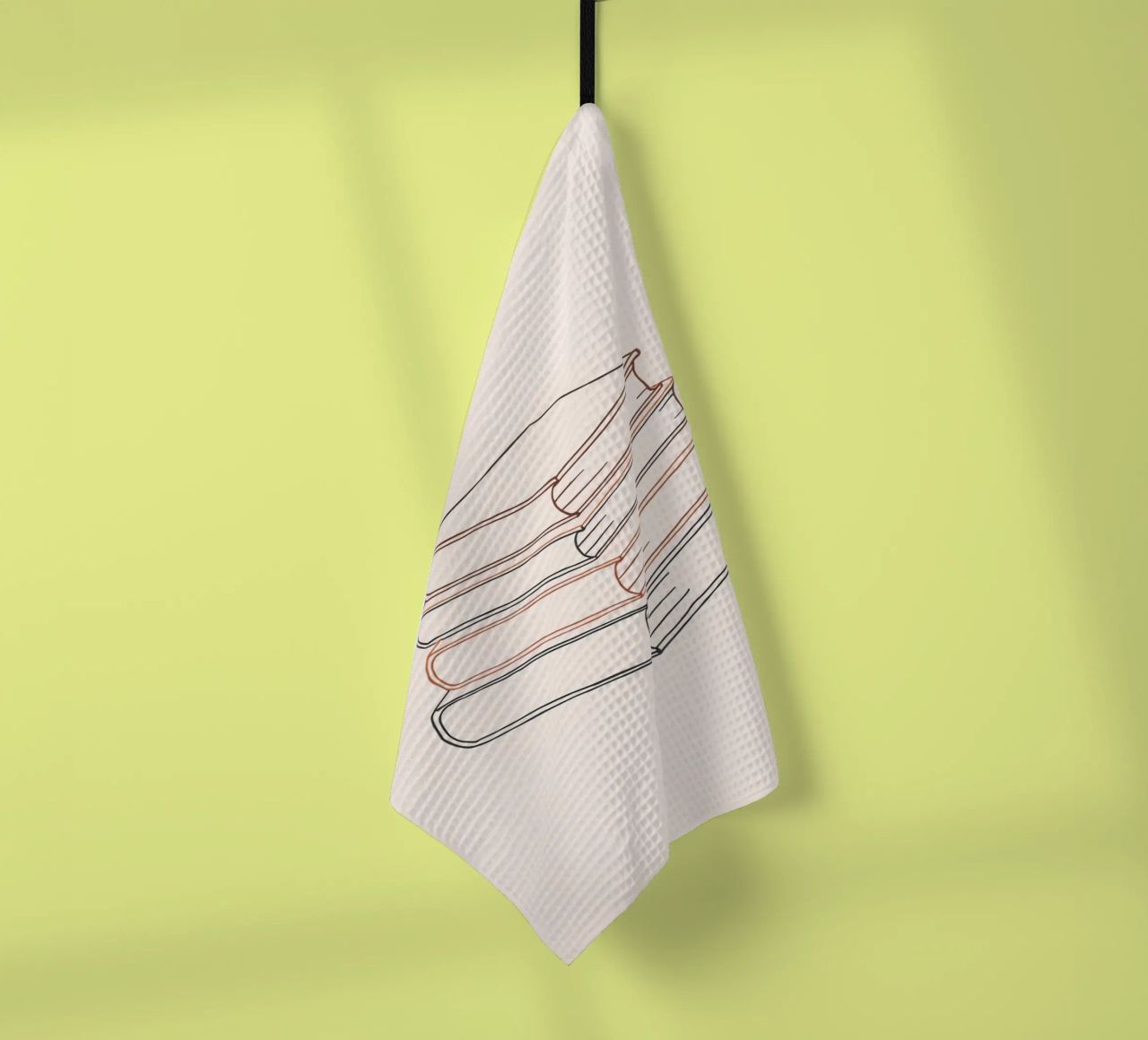 Pila di libri in stile minimal line art che mostrano vari canovaccio da cucina da DesignDoodle