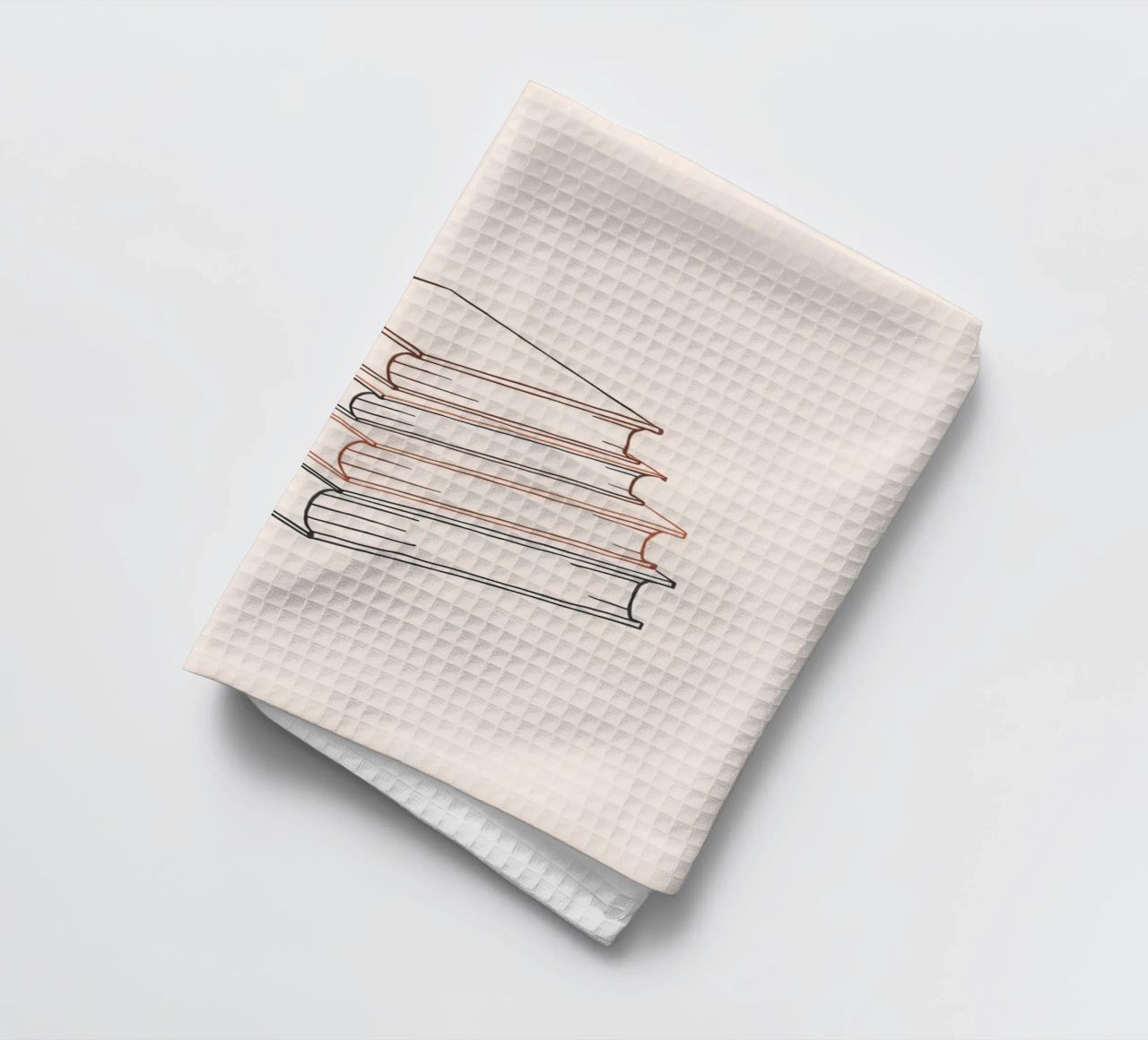 Pila di libri in stile minimal line art che mostrano vari canovaccio da cucina da DesignDoodle