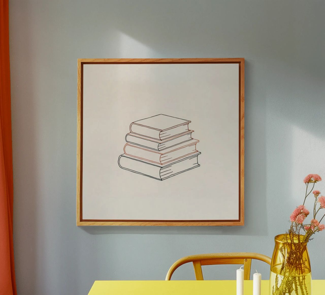 Pila di libri in stile minimal line art che mostrano vari plexiglass da DesignDoodle