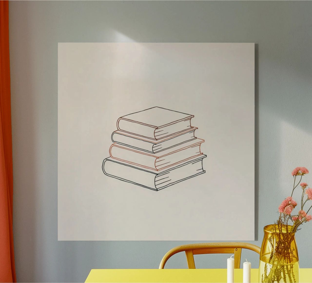 Pila di libri in stile minimal line art che mostrano vari plexiglass da DesignDoodle