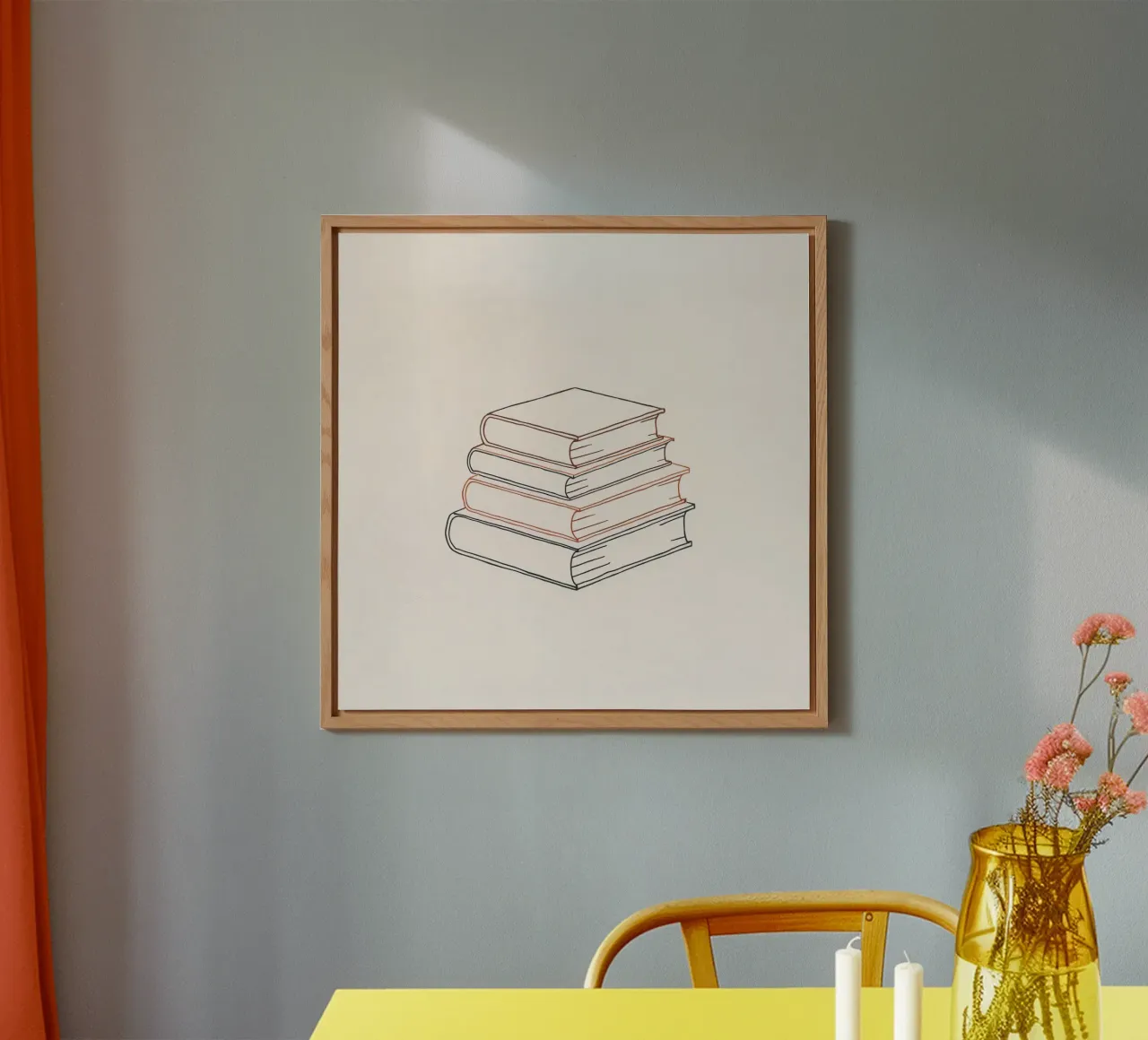 Pile de livres dans un style linéaire minimal mettant en valeur divers livres. alu dibond de DesignDoodle