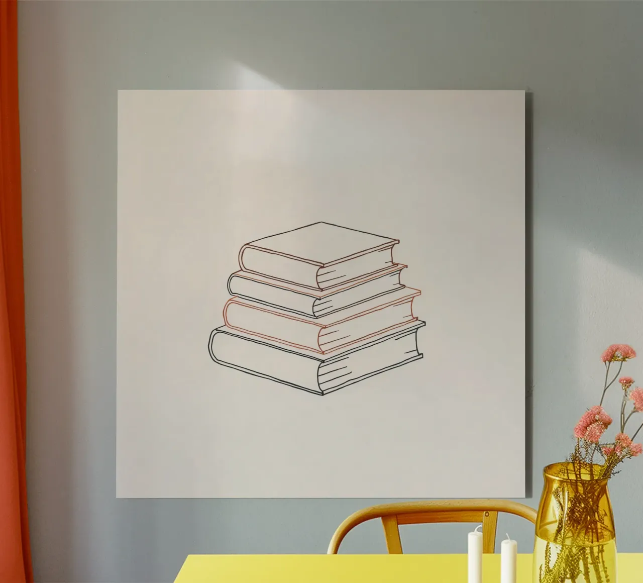 Pile de livres dans un style linéaire minimal mettant en valeur divers livres. alu dibond de DesignDoodle