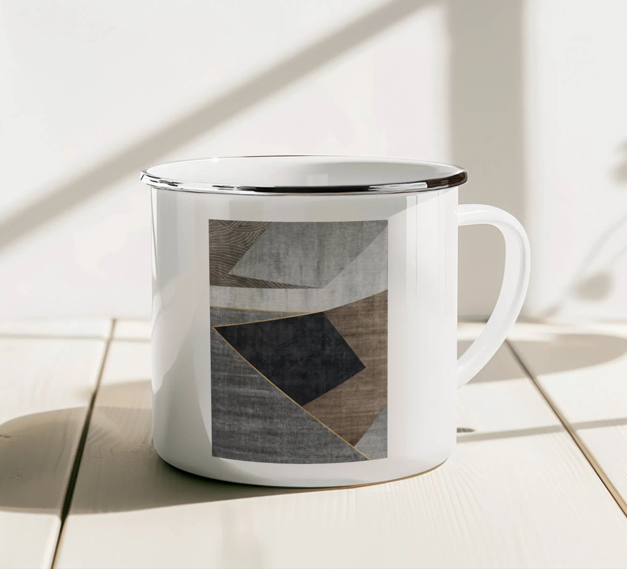 abstract geometric squares x tazza in smalto da vintageshop
