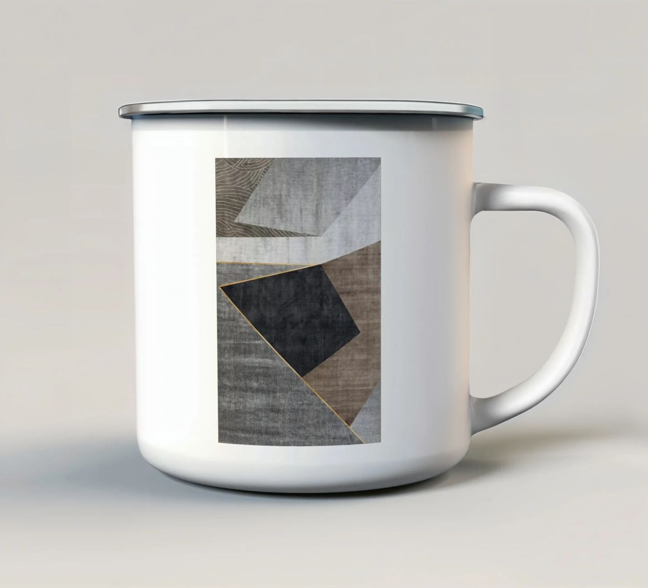 abstract geometric squares x tazza in smalto da vintageshop
