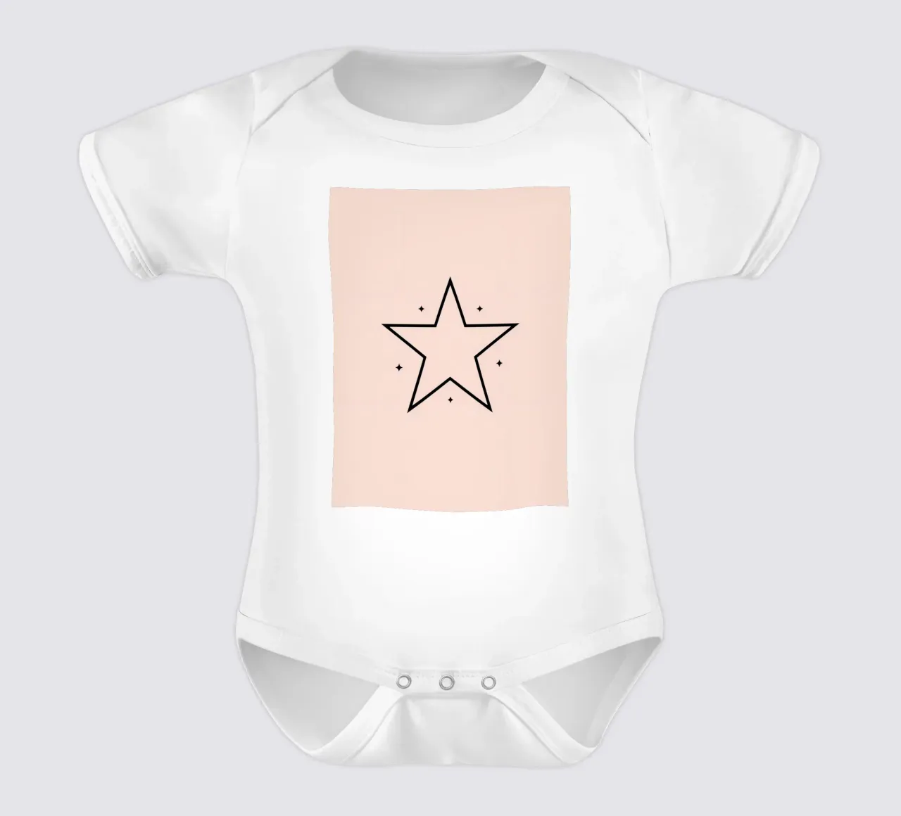 Minimalist black star design on a soft pink background short-sleeve baby romper by DesignDoodle