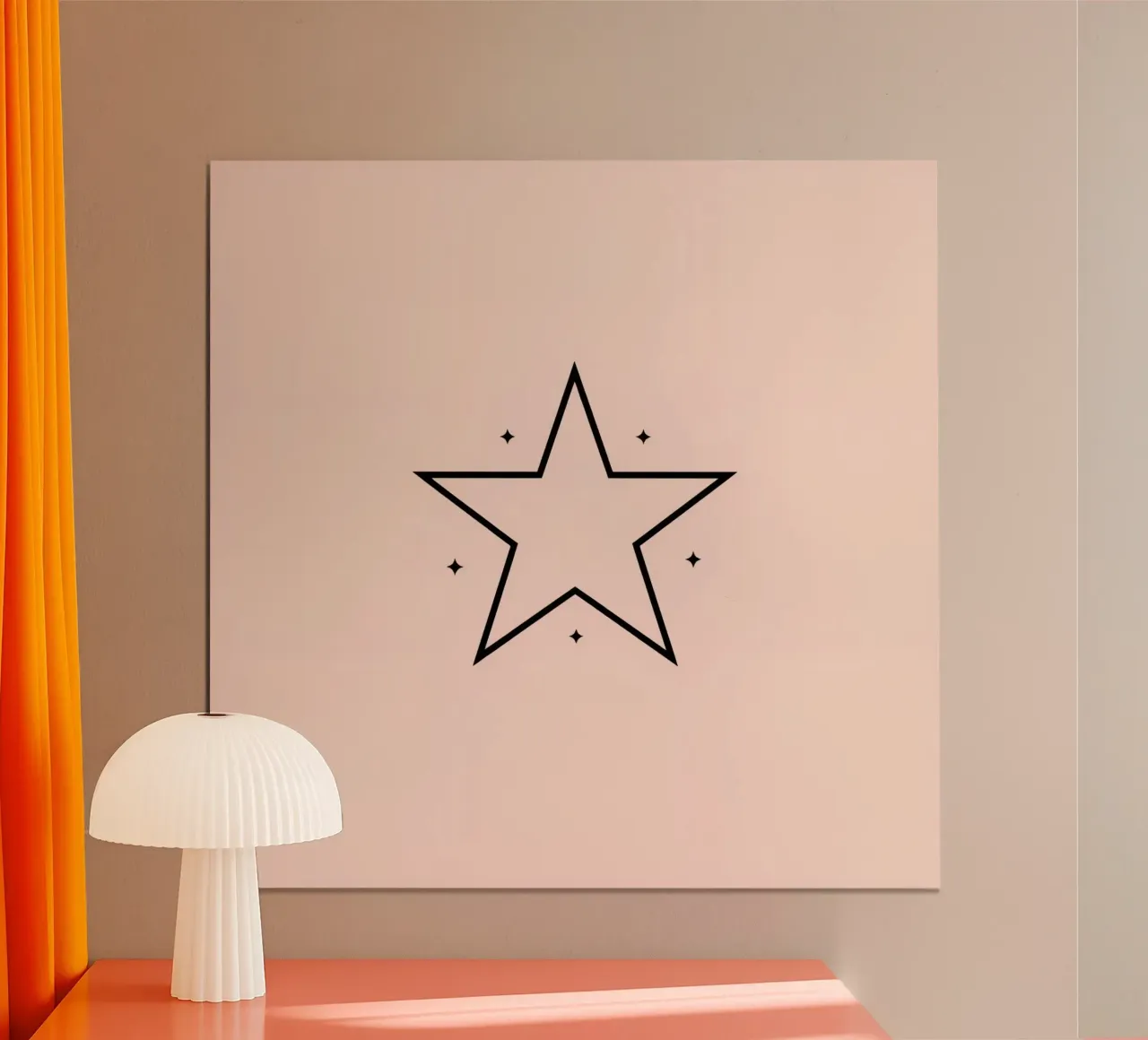 Minimalist black star design on a soft pink background poster by DesignDoodle