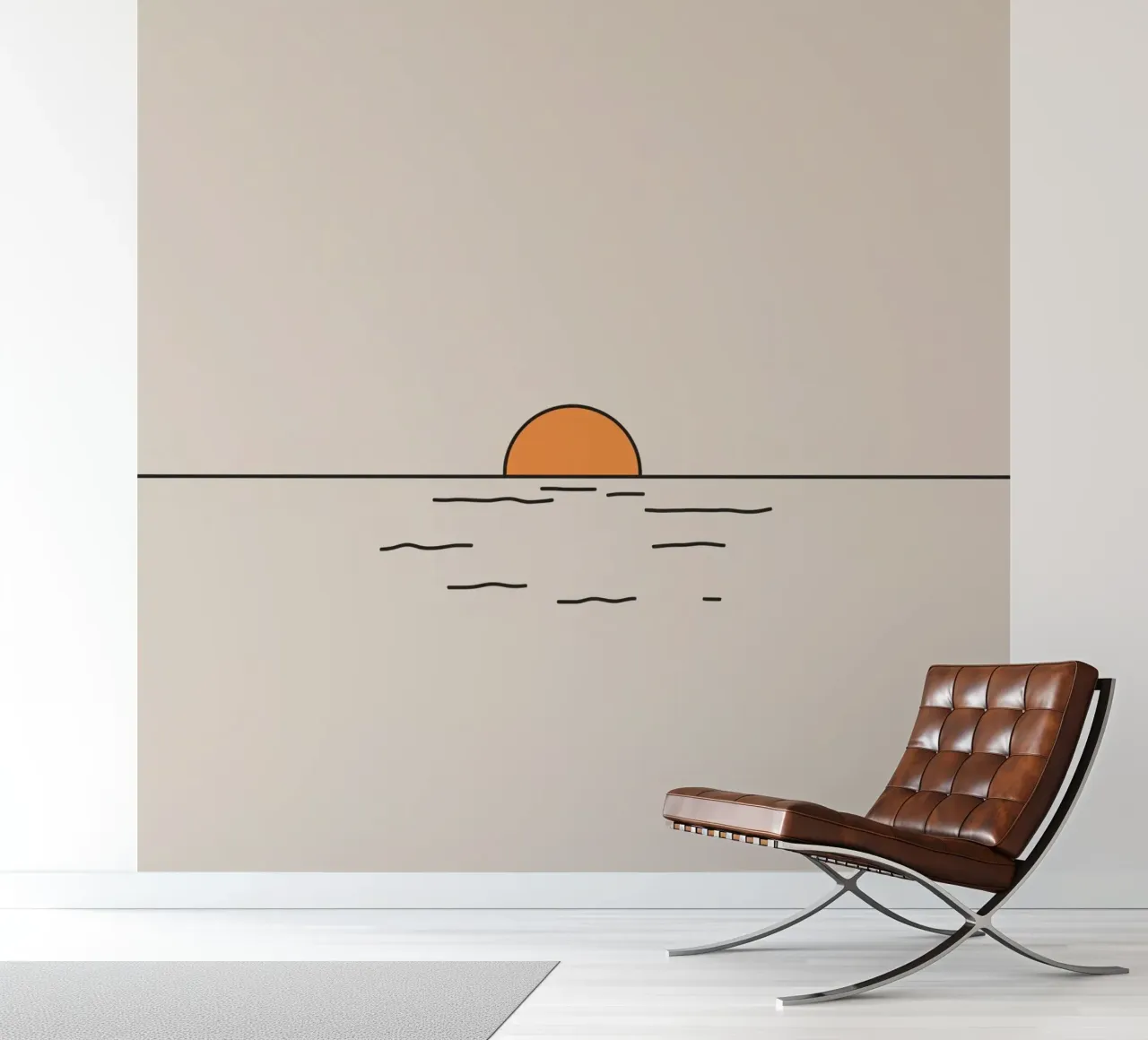 Sunset over calm waters creates a picturesque horizon line photo wallpaper by DesignDoodle