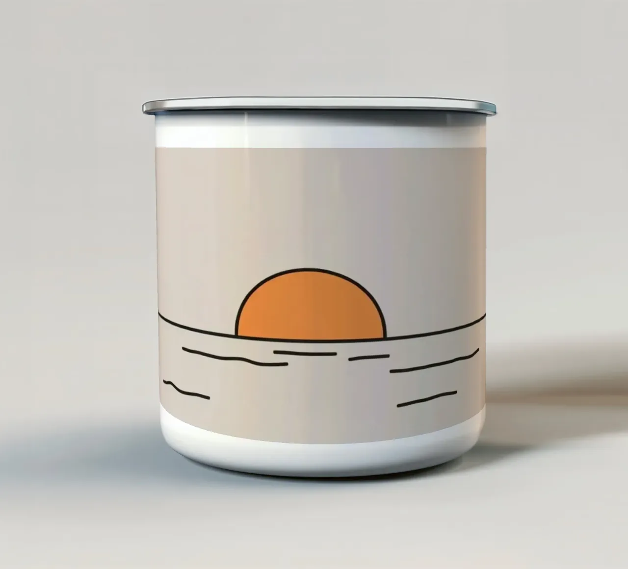 Il tramonto su acque calme crea una pittoresca linea d'orizzonte tazza in smalto da DesignDoodle