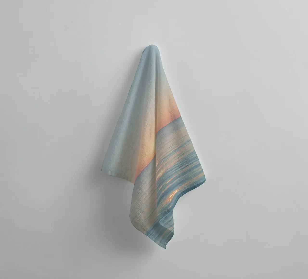 Sunset over calm ocean waters with pastel hues reflecting towel by DesignDoodle