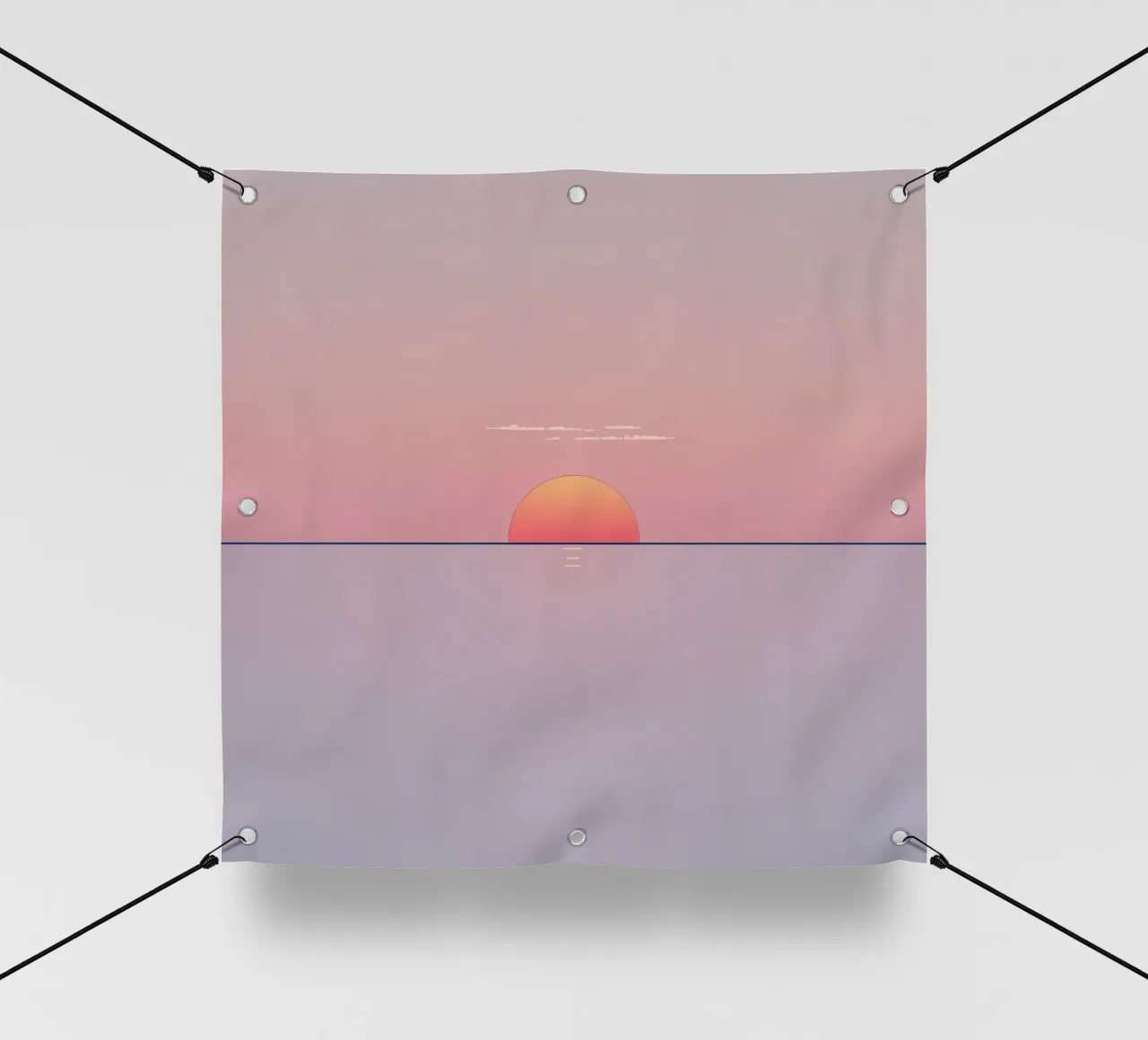 Sunset view over calm ocean at twilight, soft pink & orange pvc cover by DesignDoodle