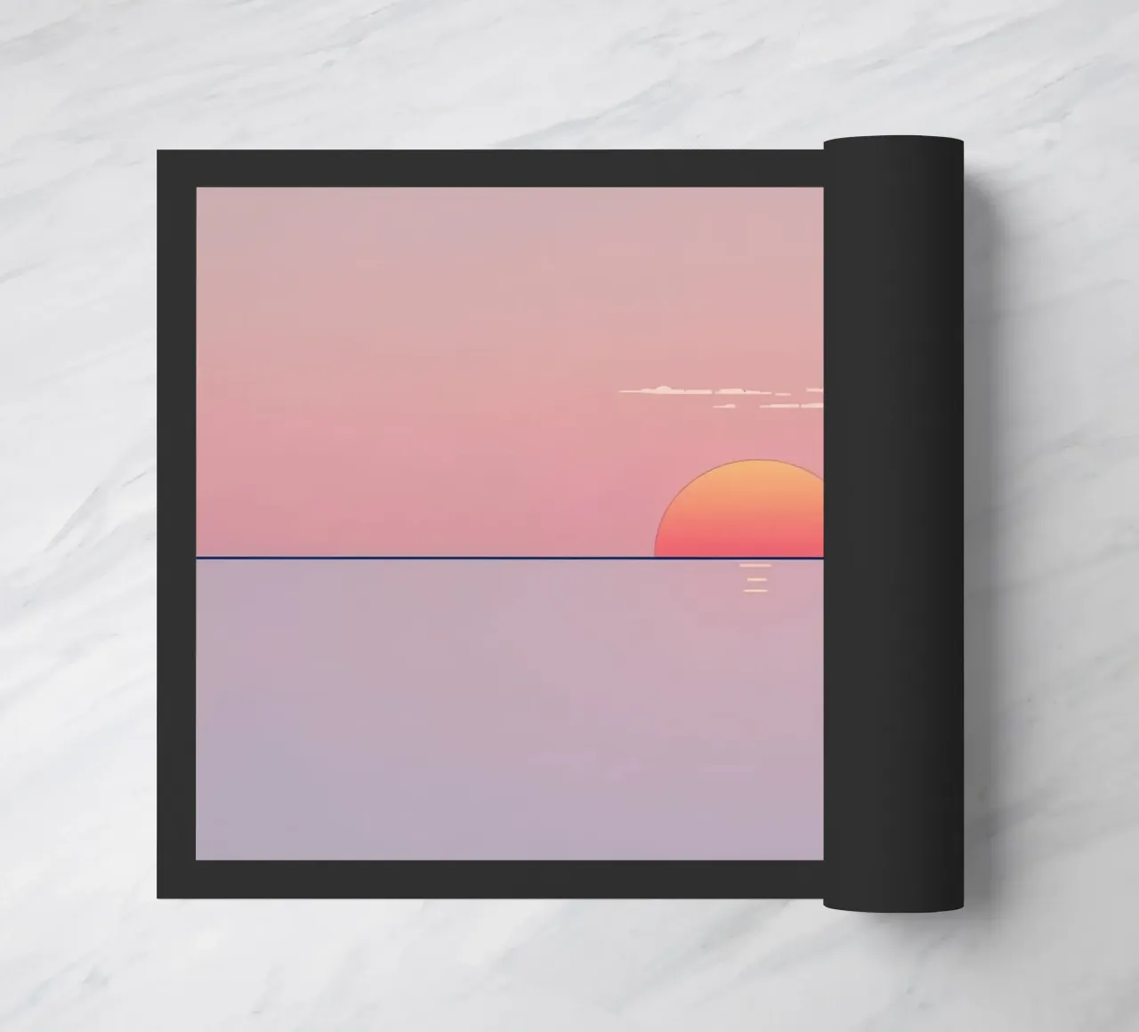 Sunset view over calm ocean at twilight, soft pink & orange doormat by DesignDoodle