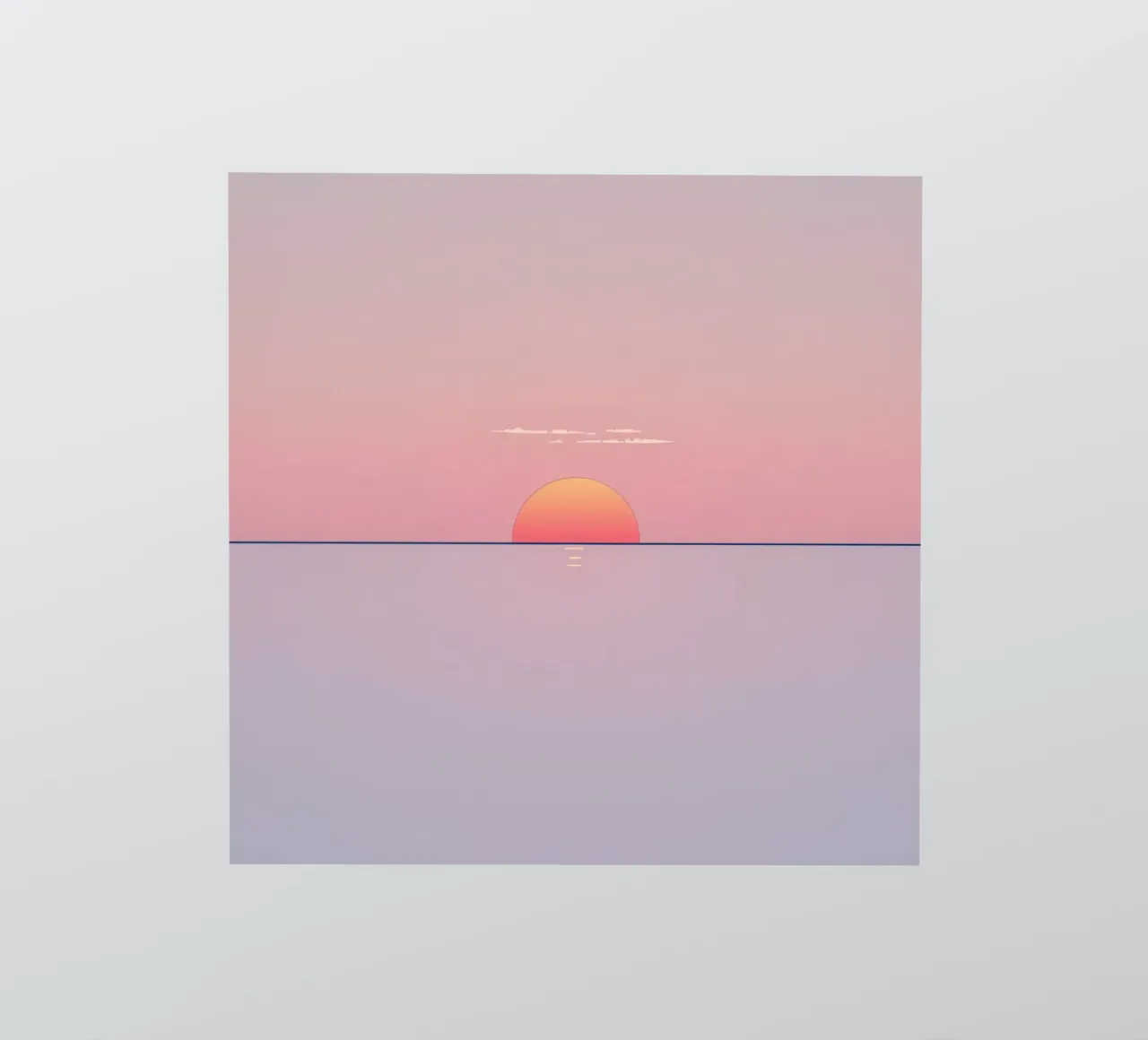 Sunset view over calm ocean at twilight, soft pink & orange sticker by DesignDoodle