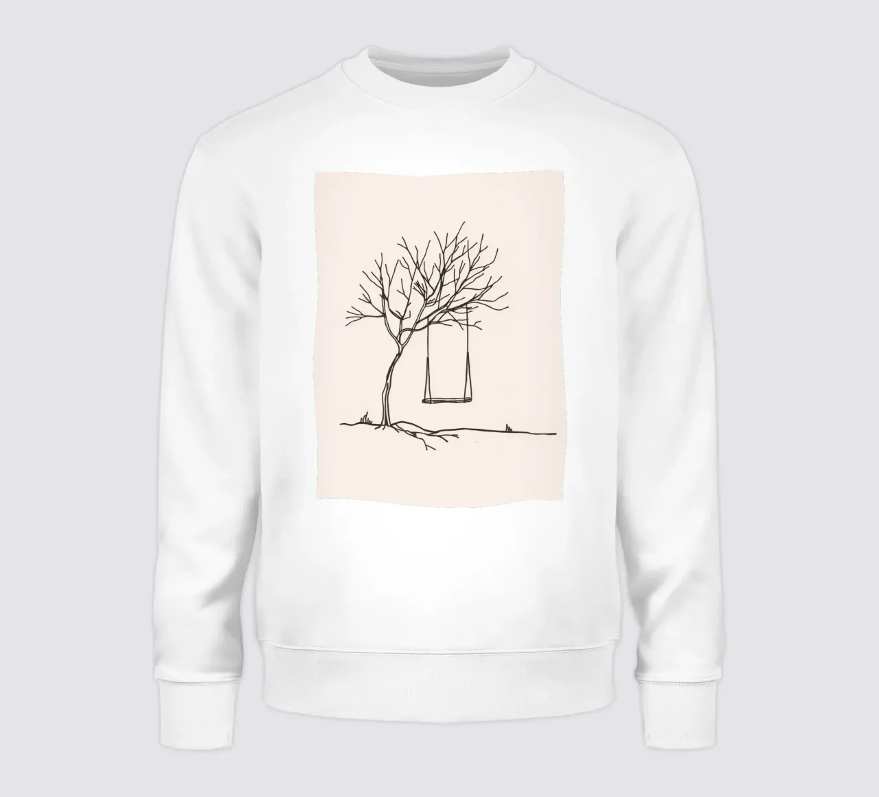 Swing hanging from a bare tree in a quiet landscape sweatshirt by DesignDoodle