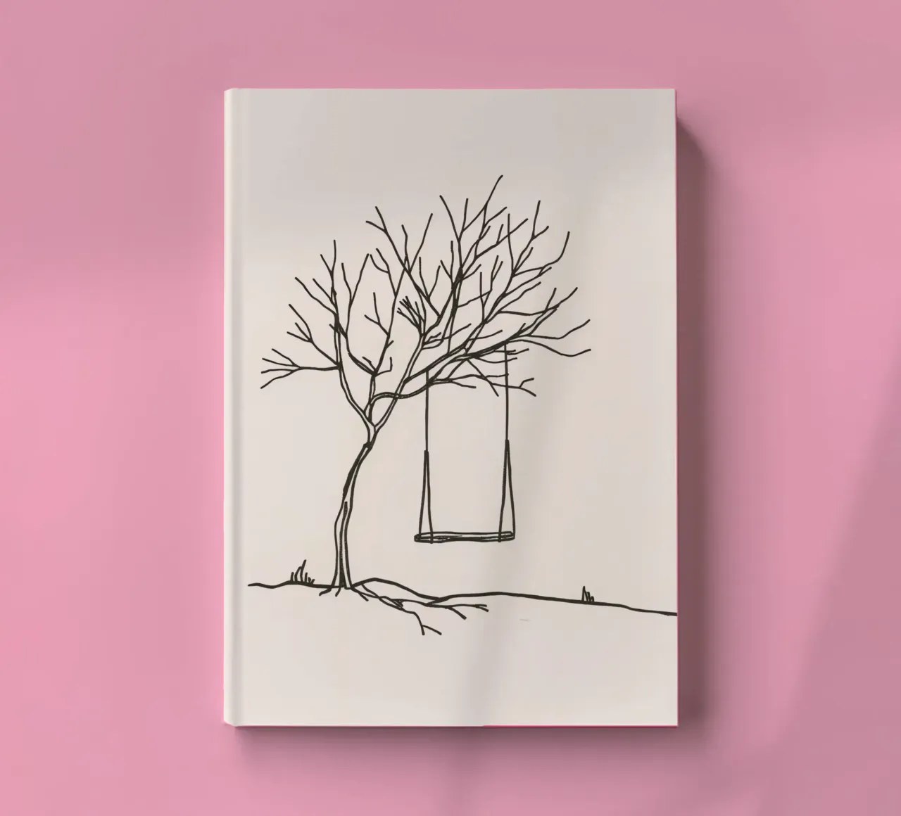 Swing hanging from a bare tree in a quiet landscape notebook by DesignDoodle