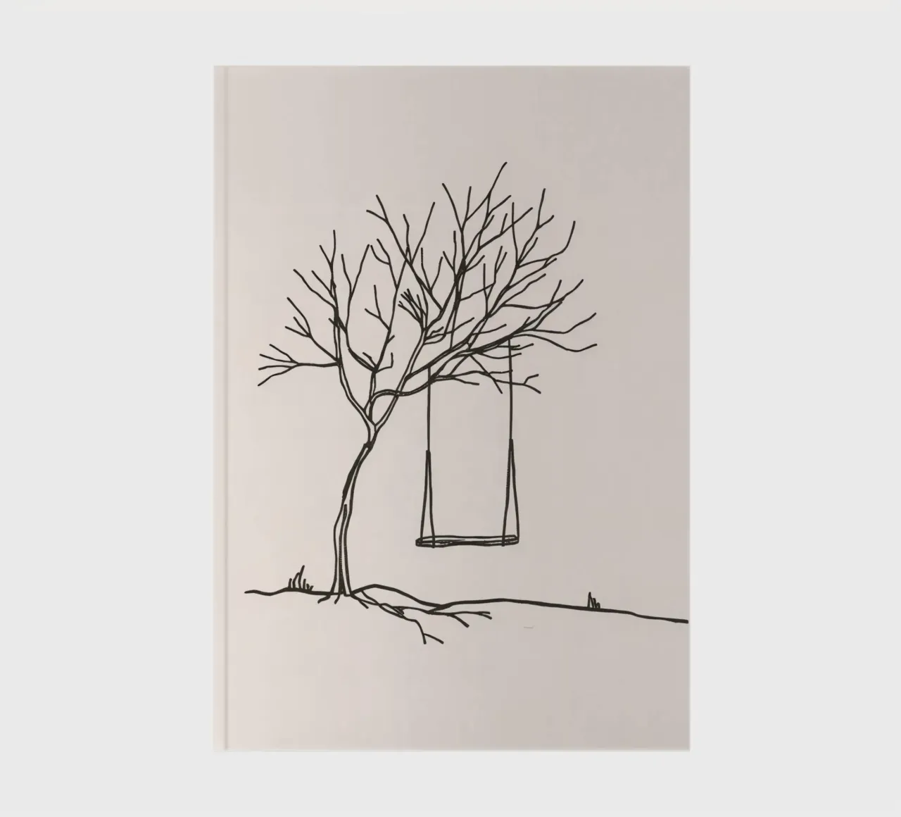 Swing hanging from a bare tree in a quiet landscape notebook by DesignDoodle