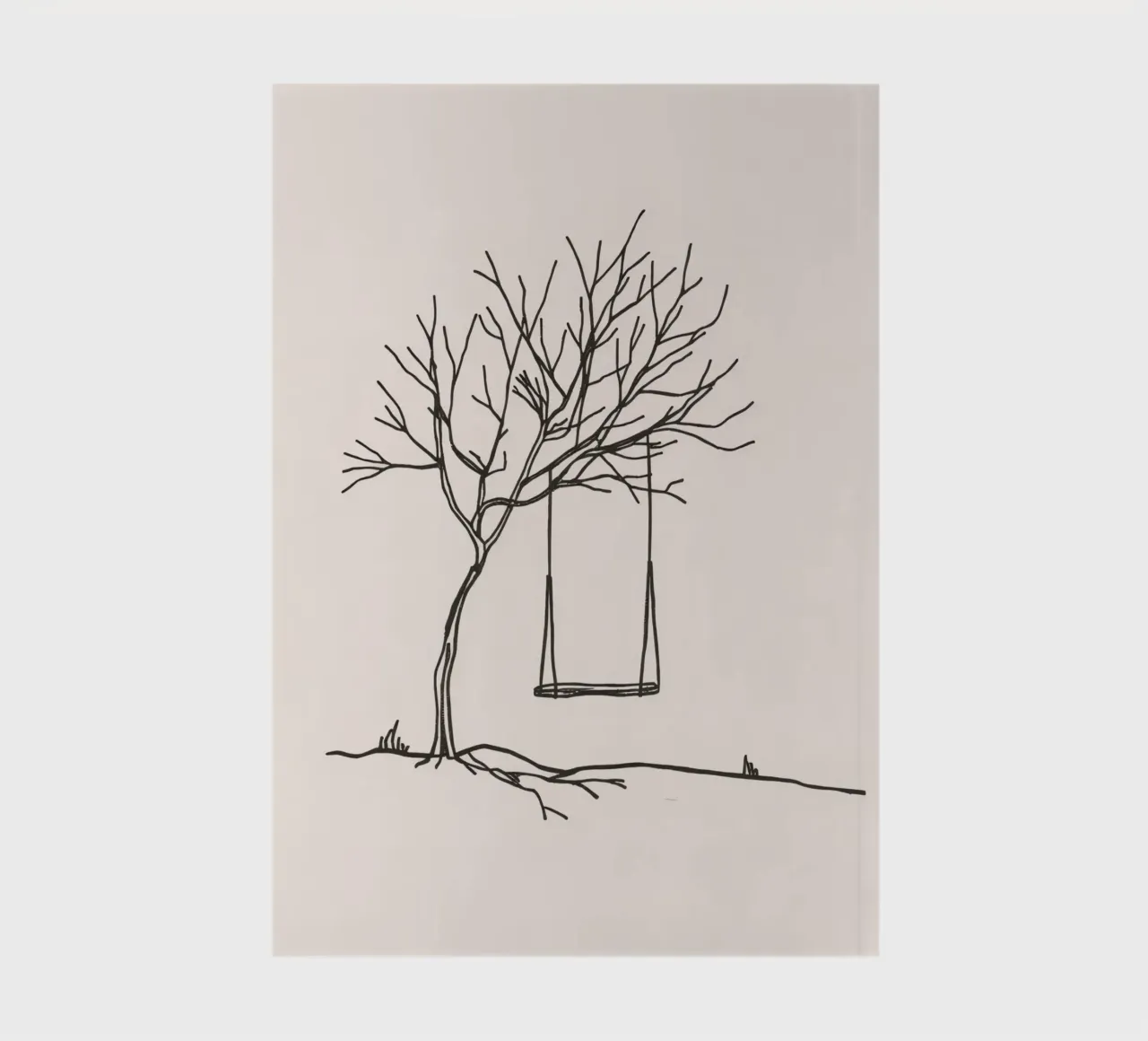 Swing hanging from a bare tree in a quiet landscape notebook by DesignDoodle