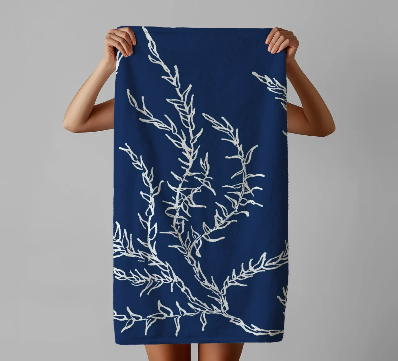 Abstract Seaweed Pattern Print - Nautical Blue, Coastal Deco towel by ClubArt