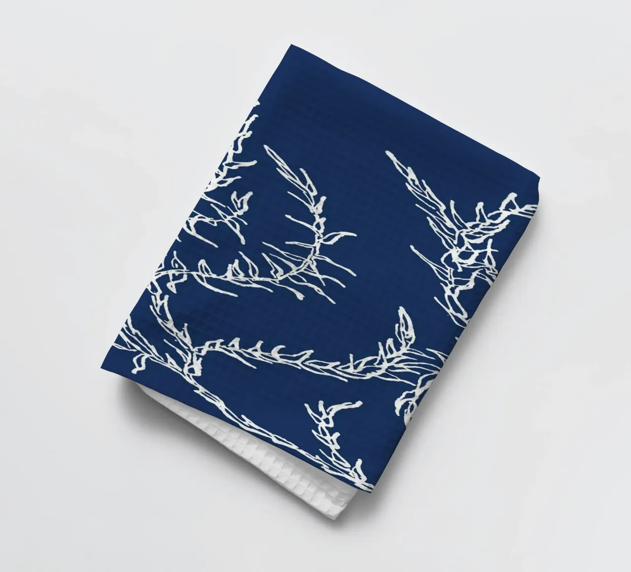 Motif abstrait d'algues - Bleu nautique, Déco côtière torchon de ClubArt