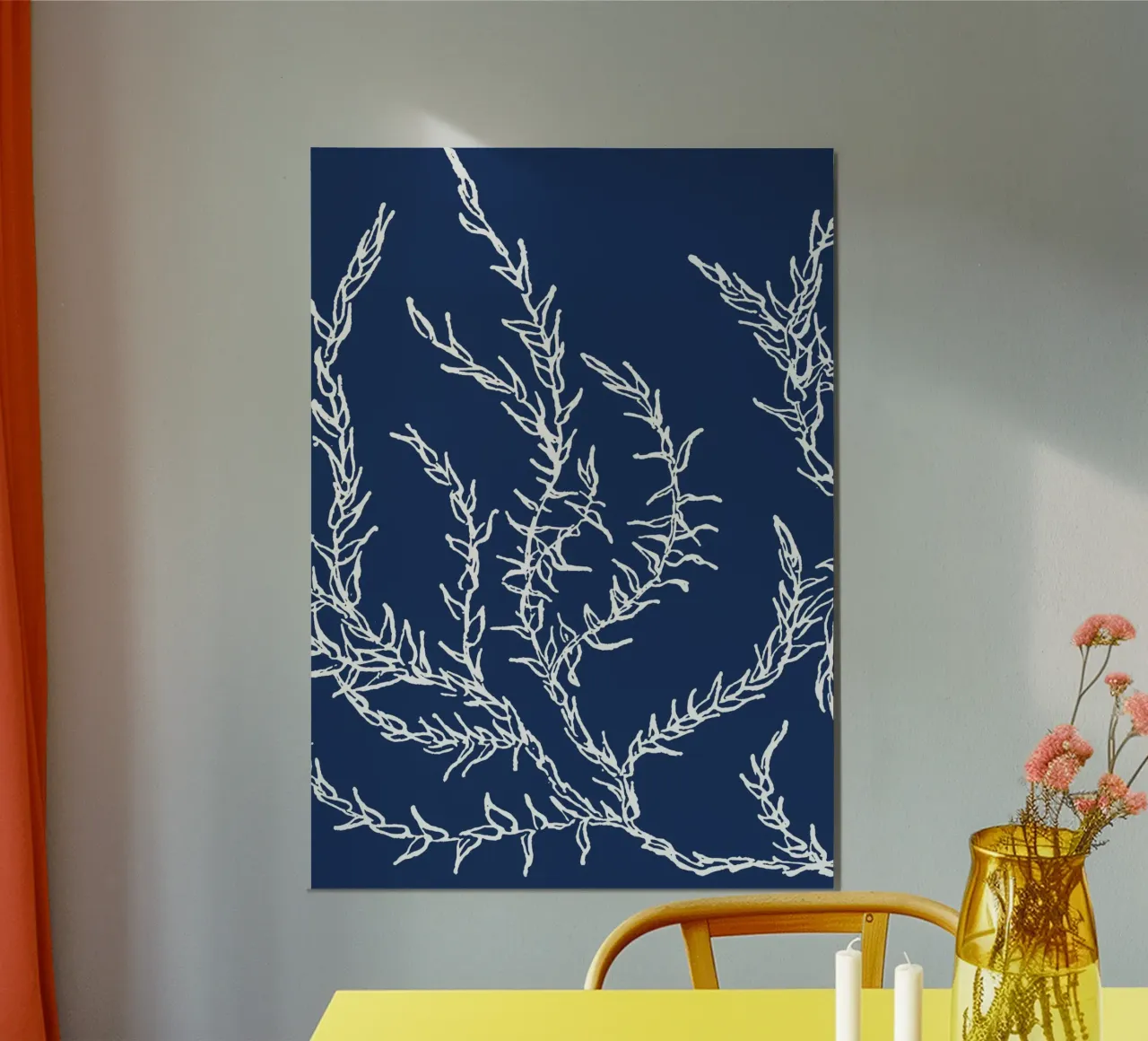 Abstract Seaweed Pattern Print - Nautical Blue, Coastal Deco hahnemühle by ClubArt