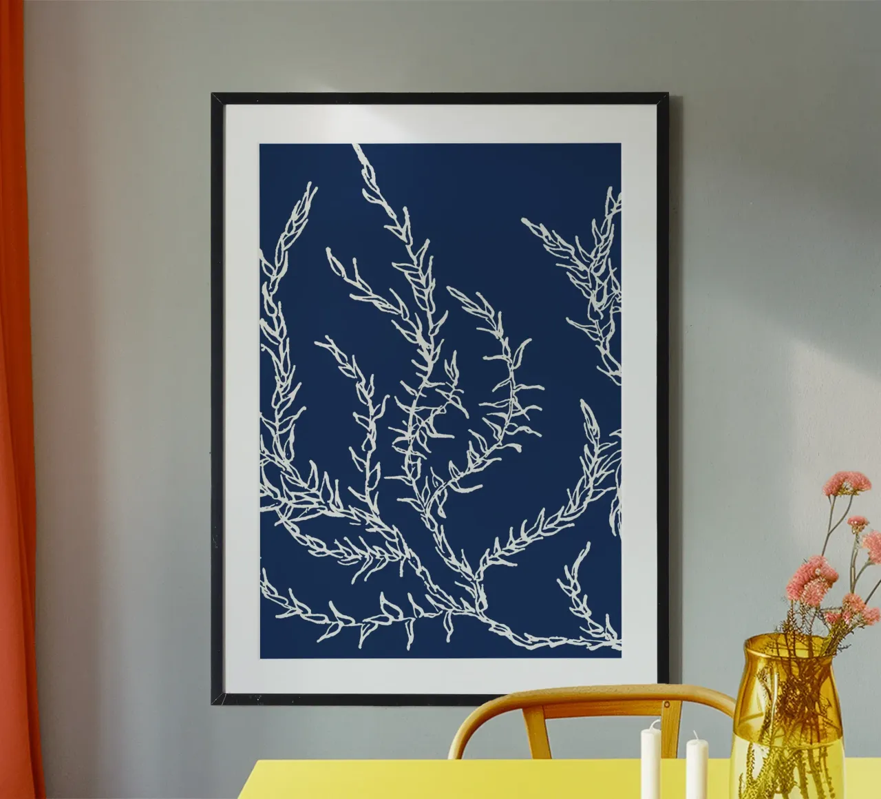 Abstract Seaweed Pattern Print - Nautical Blue, Coastal Deco hahnemühle by ClubArt