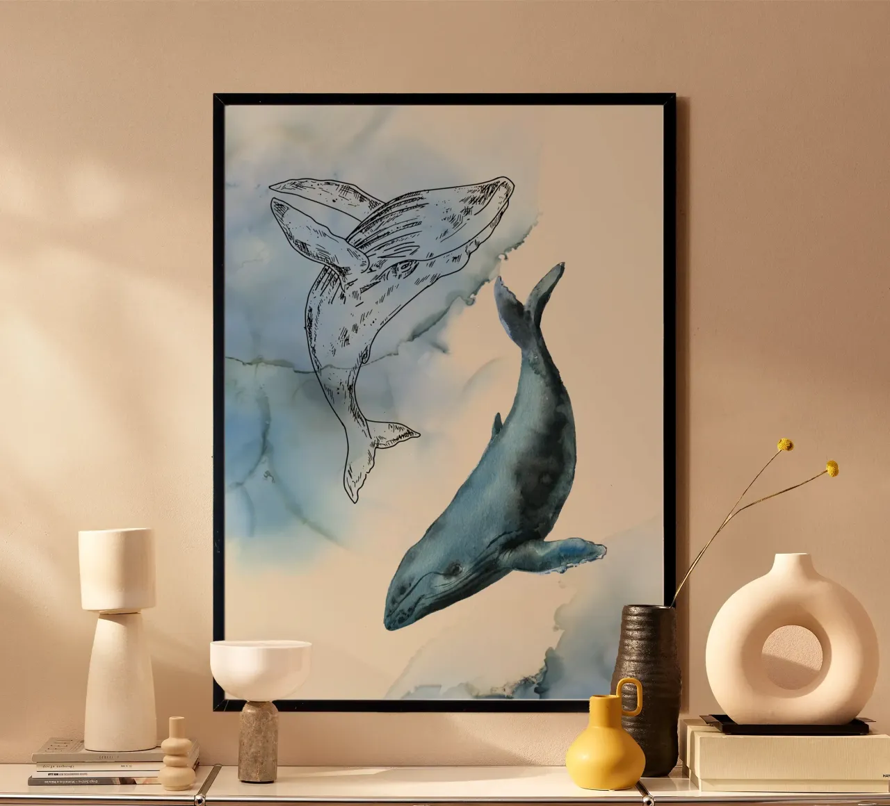 Wal-Kunstdruck - Aquarell & Linie Kunst, Ozean-Mischung Dekor Poster von ClubArt