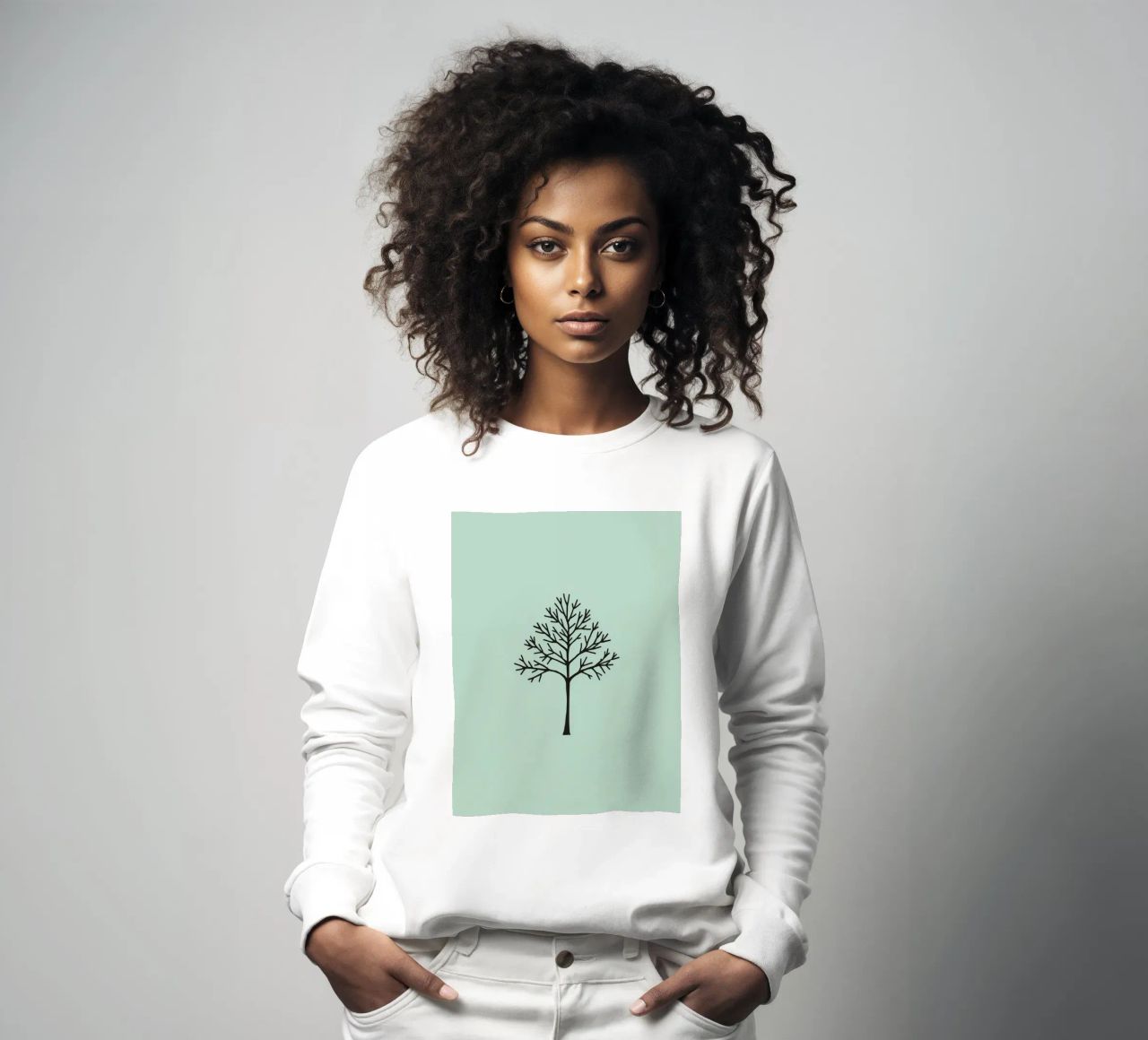 Minimalist tree design with intricate branch patterns sweatshirt by DesignDoodle