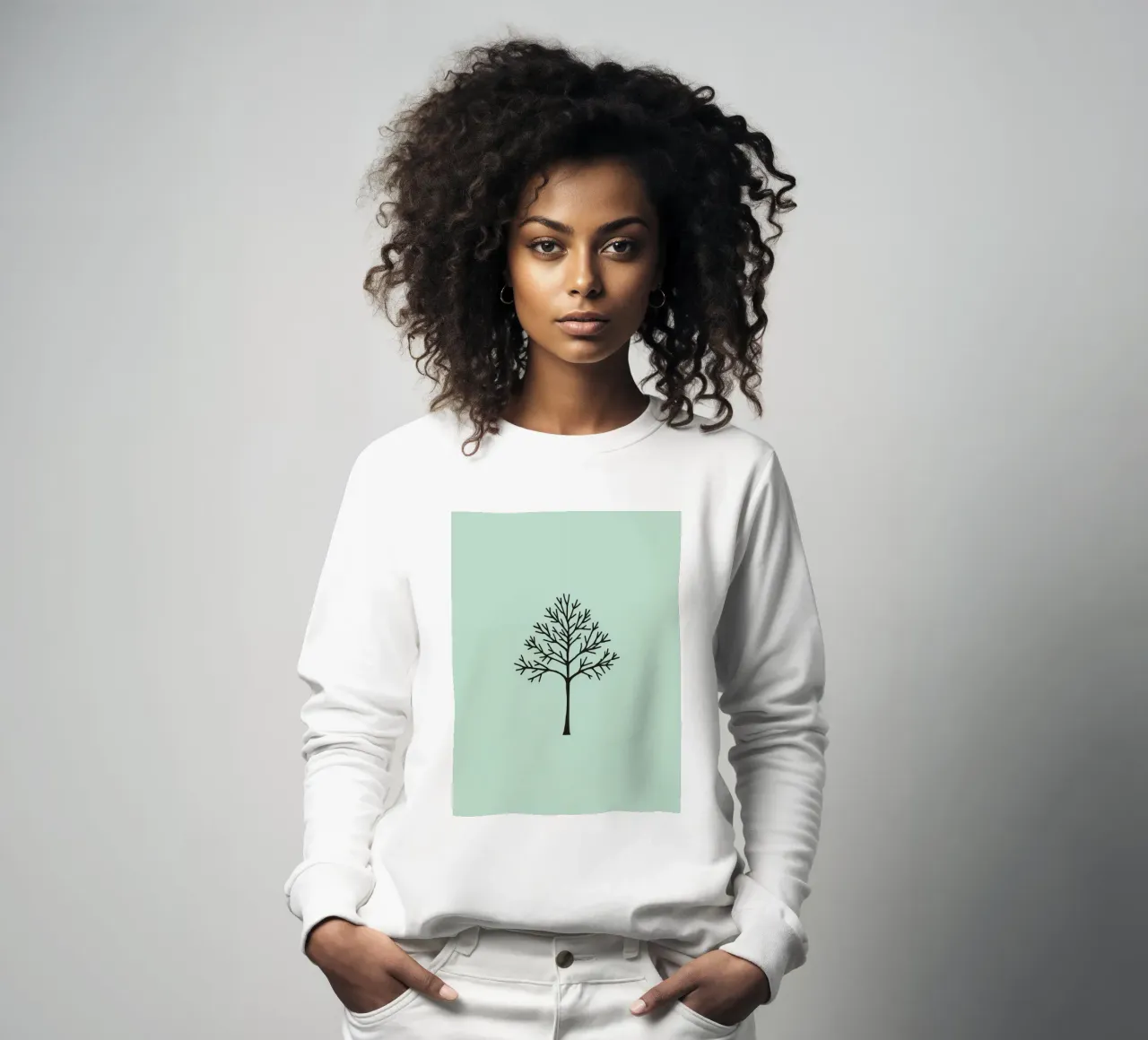 Minimalist tree design with intricate branch patterns sweatshirt by DesignDoodle