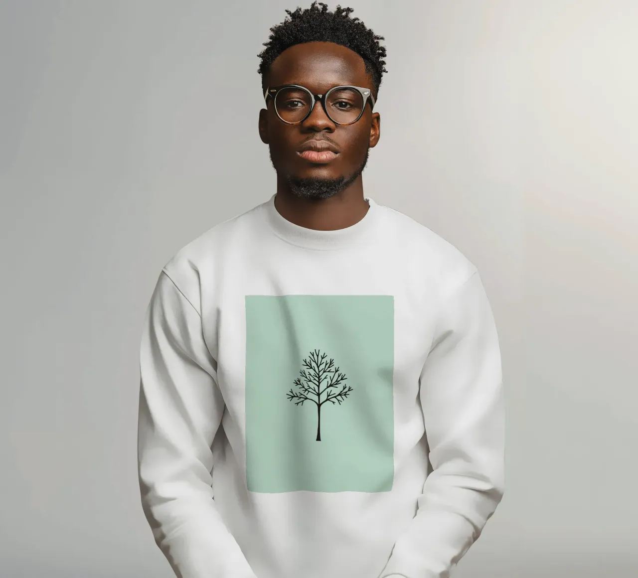 Minimalist tree design with intricate branch patterns sweatshirt by DesignDoodle